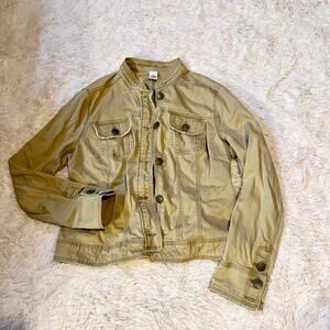 Vintage Y2K Kahki Denim Gorpcore Distressed Raw Hipster Festival Grunge Jacket